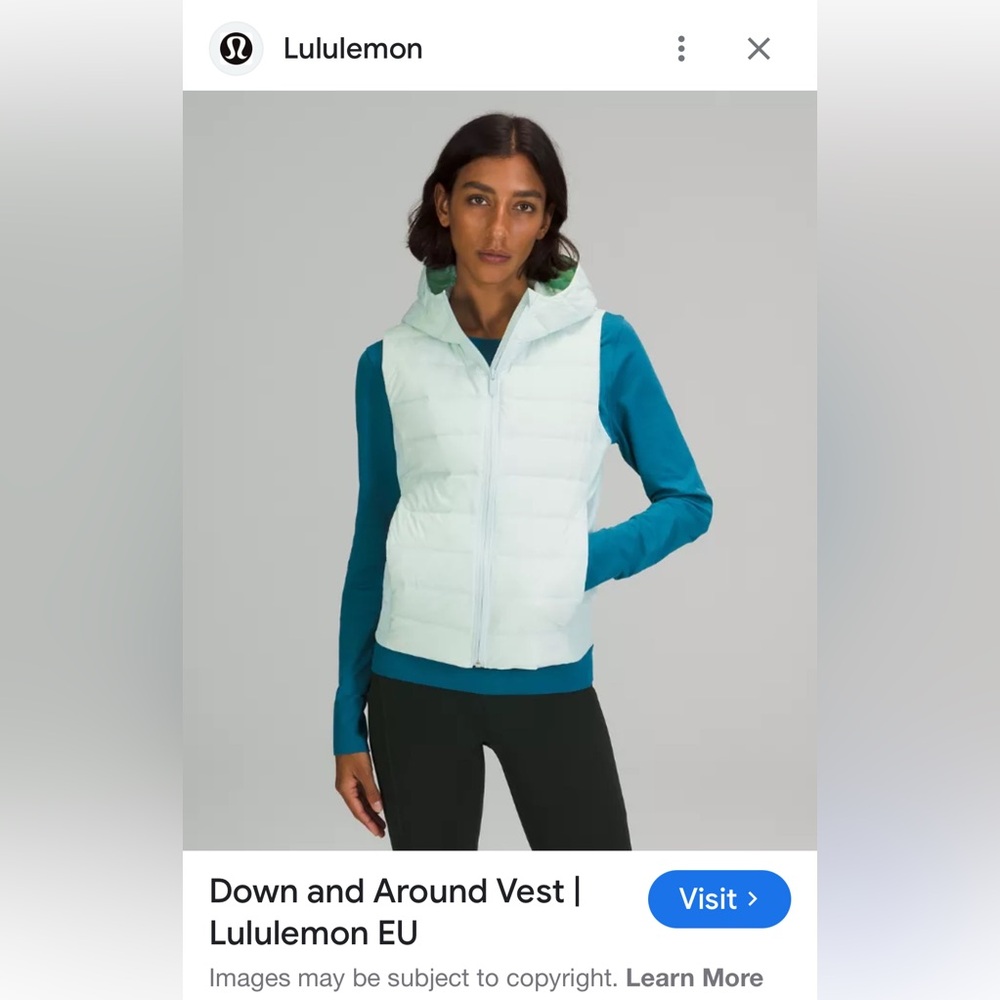 lululemon athletica Women's turquoise Down and Around Vest size 4 nwot
